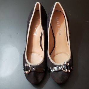 Unisa blk suede wedges